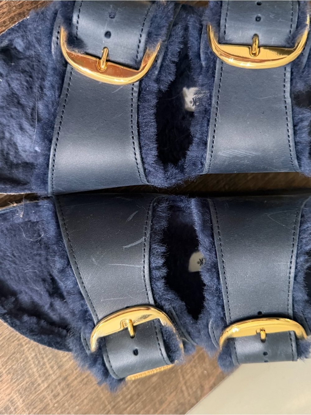 Birkenstock Midnight Arizona Big Buckle Shearling 42 Narrow Fit - Picture 3 of 6